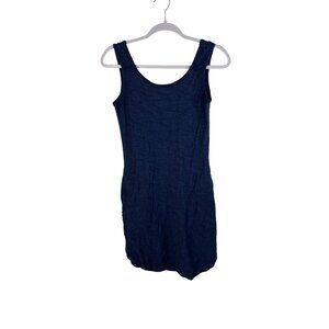 Toad&Co XS Navy Sleeveless Textured Organic Cotton & Tencel Blend Tank Dress